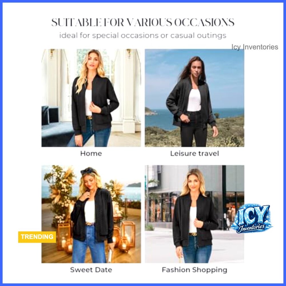 Lightweight Polyester Blend Bomber Jacket With St… - image 6